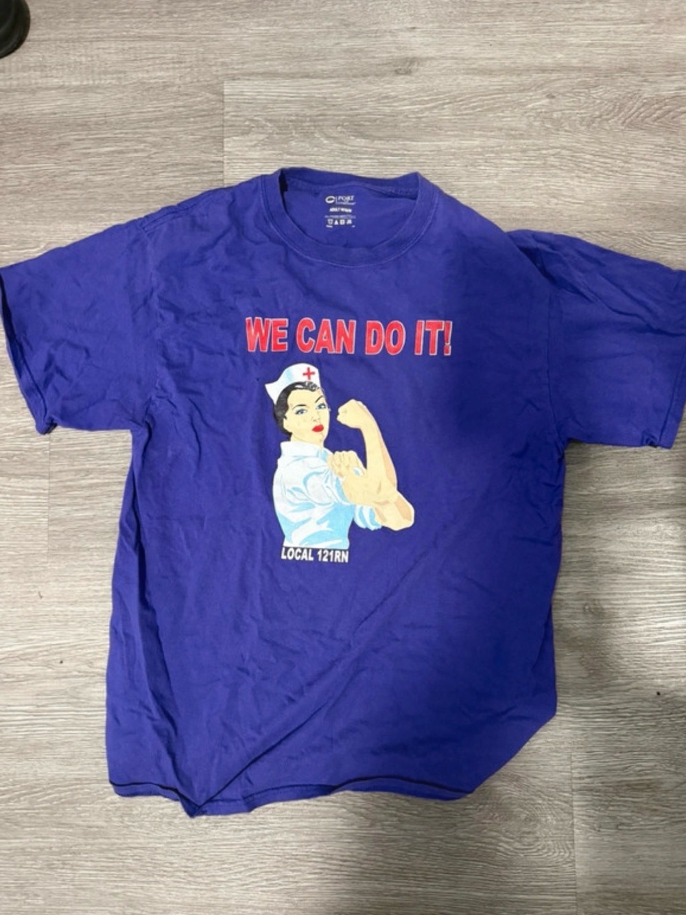 Graphic 'We Can Do It!' Nurse Tee - Purple